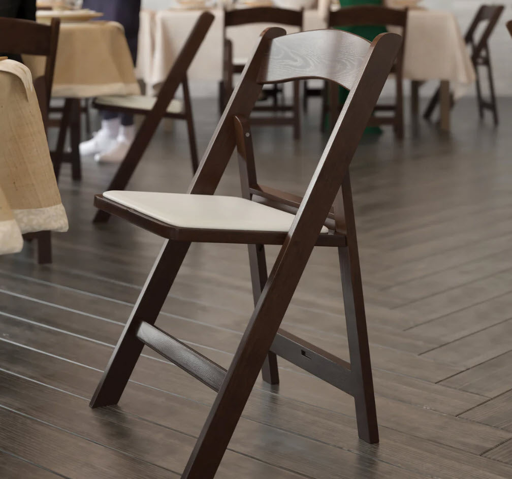 Brown Folding Chair With Cushion