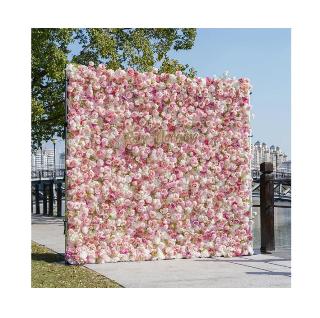 Pink & White Floral Backdrop with Frame