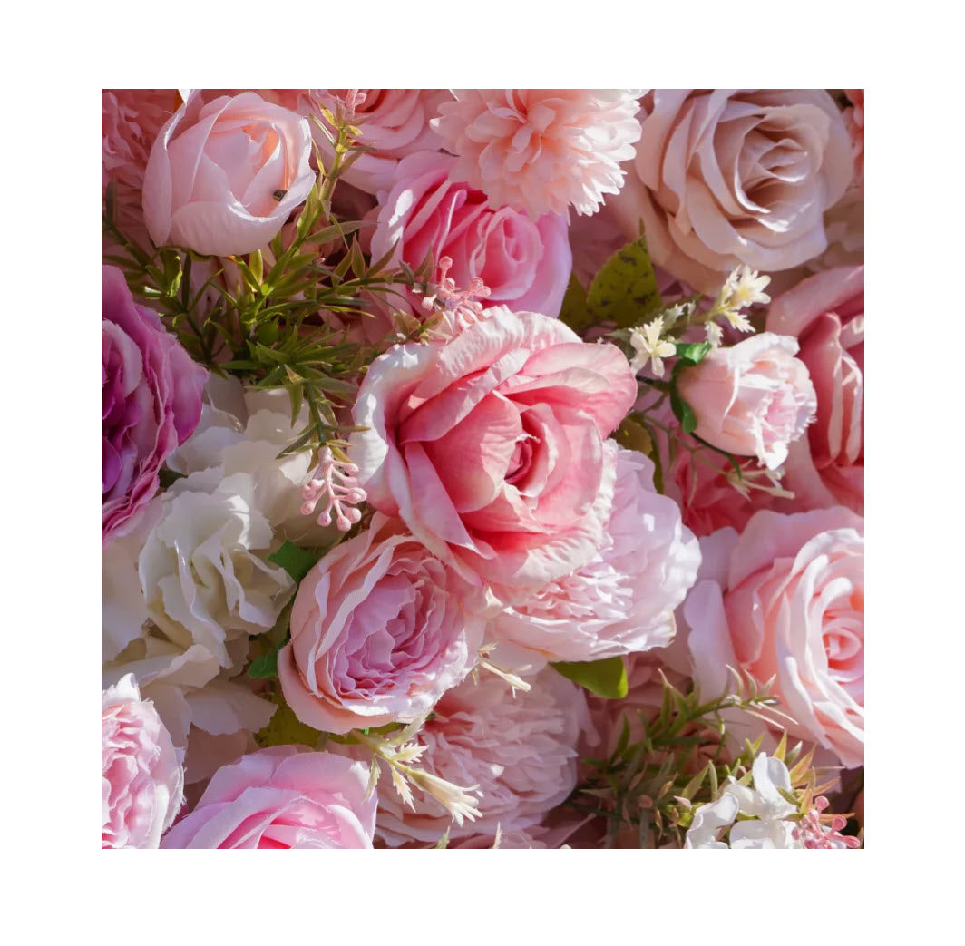 Pink & White Floral Backdrop with Frame