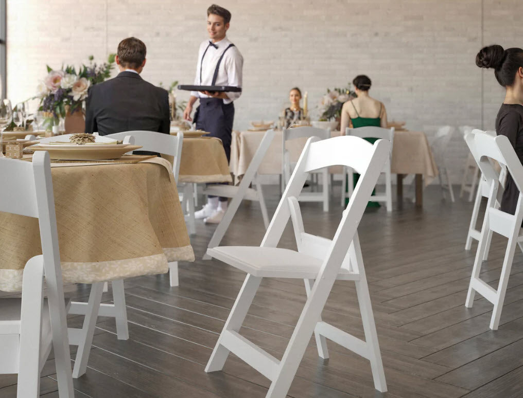 White Folding Chair With Cushion