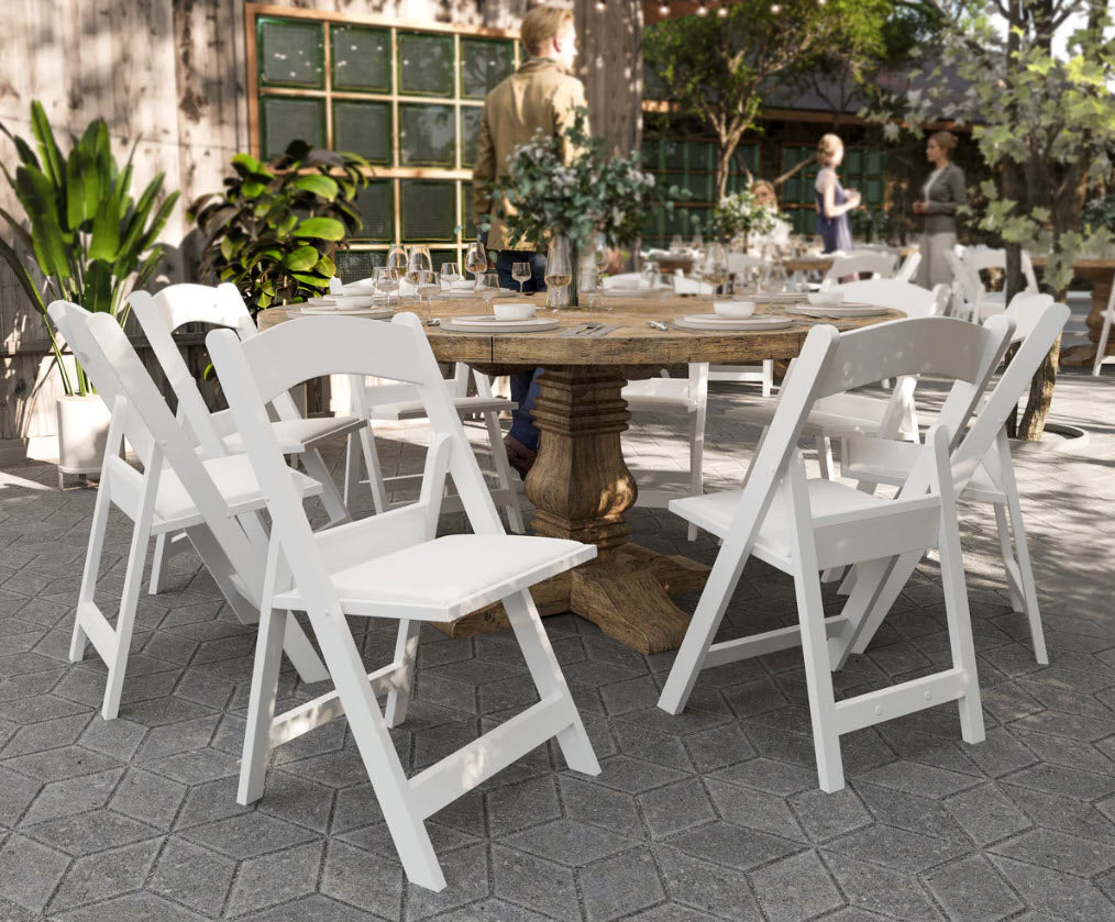 White Folding Chair With Cushion