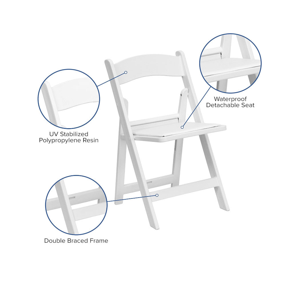 White Folding Chair With Cushion